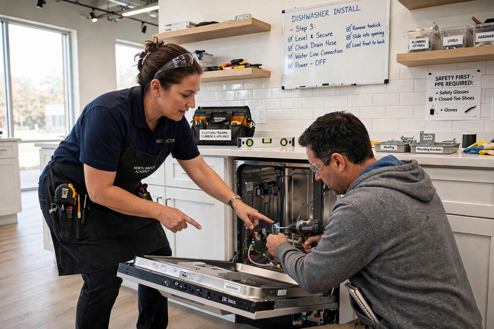 Appliance installation training at NorthBridge Academy